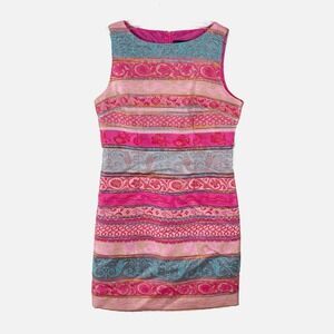 NWT! CHETTA B Preppy Pink Striped Sleeveless Wedding Cocktail Party Dress Size 8